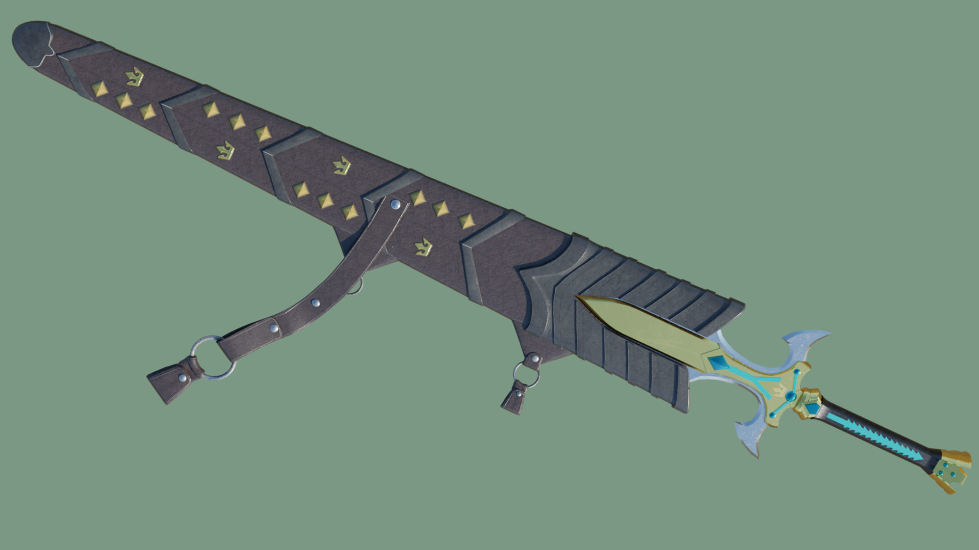 5 Fantasy Swords All PBR Unity UE Textures Included  3D Model Collection_3