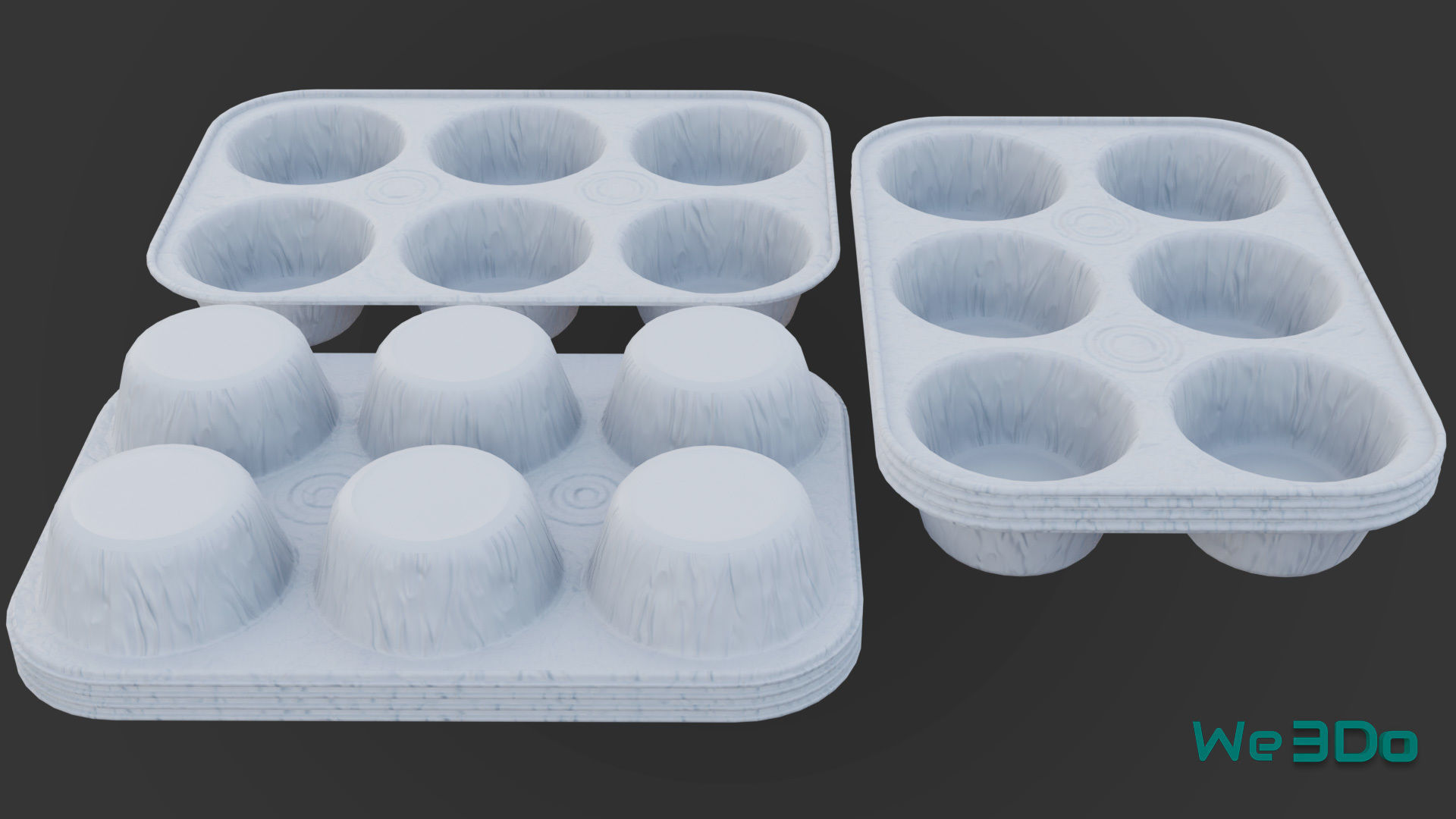 Disposable Aluminum Cupcake Muffin Pans Low-poly 3D model_8