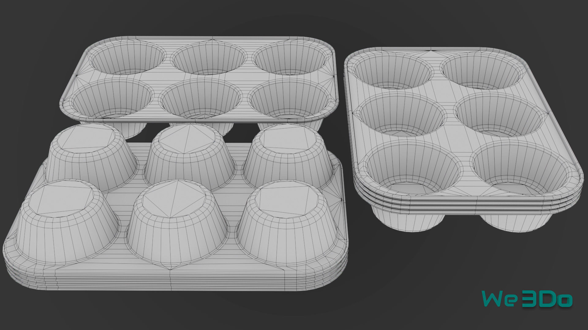 Disposable Aluminum Cupcake Muffin Pans Low-poly 3D model_24