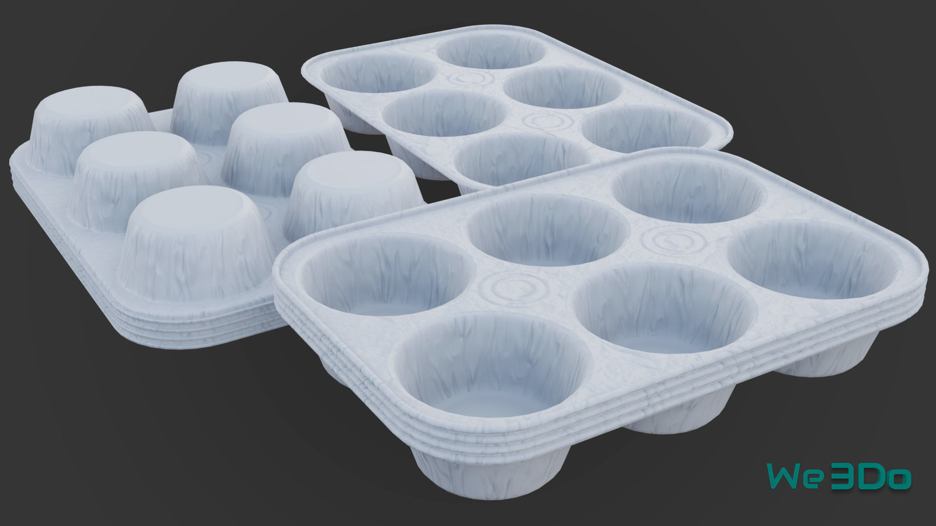 Disposable Aluminum Cupcake Muffin Pans Low-poly 3D model_12