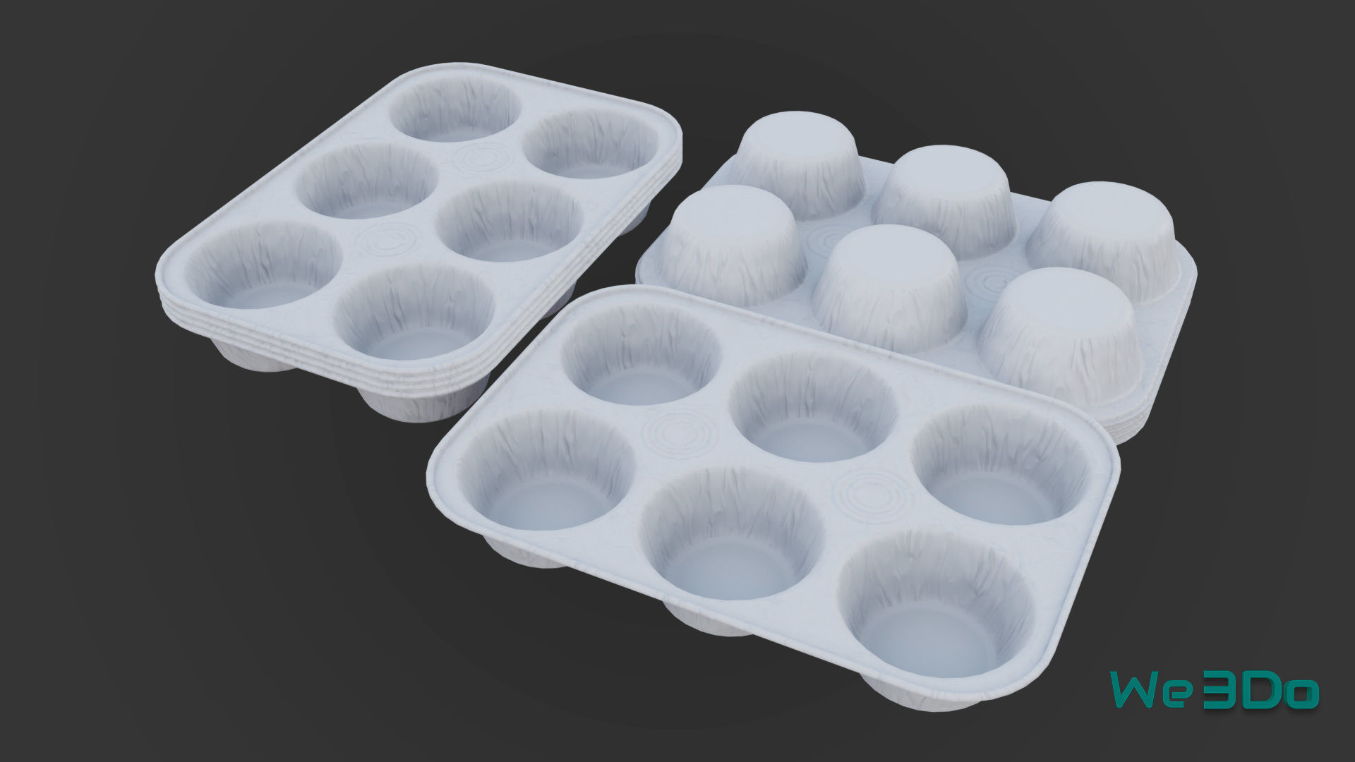Disposable Aluminum Cupcake Muffin Pans Low-poly 3D model_13