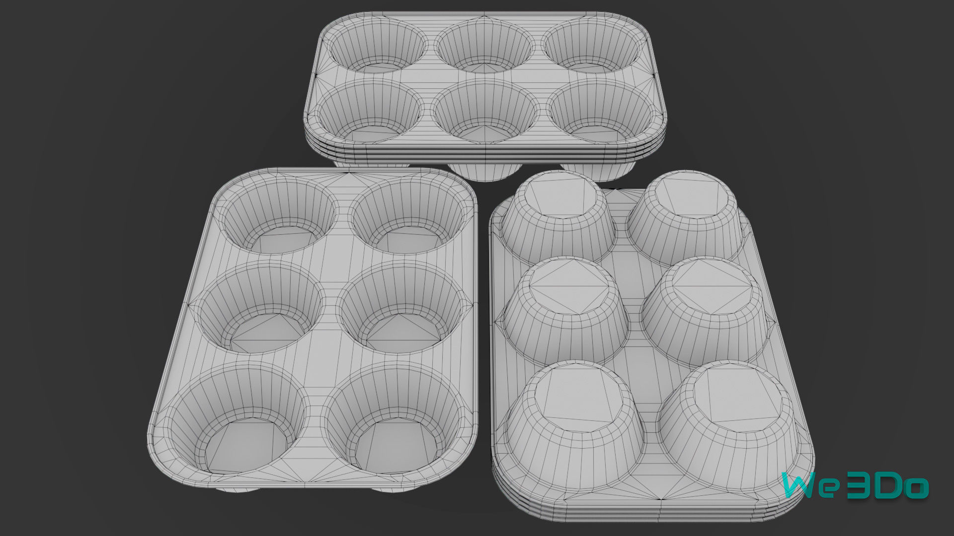 Disposable Aluminum Cupcake Muffin Pans Low-poly 3D model_26