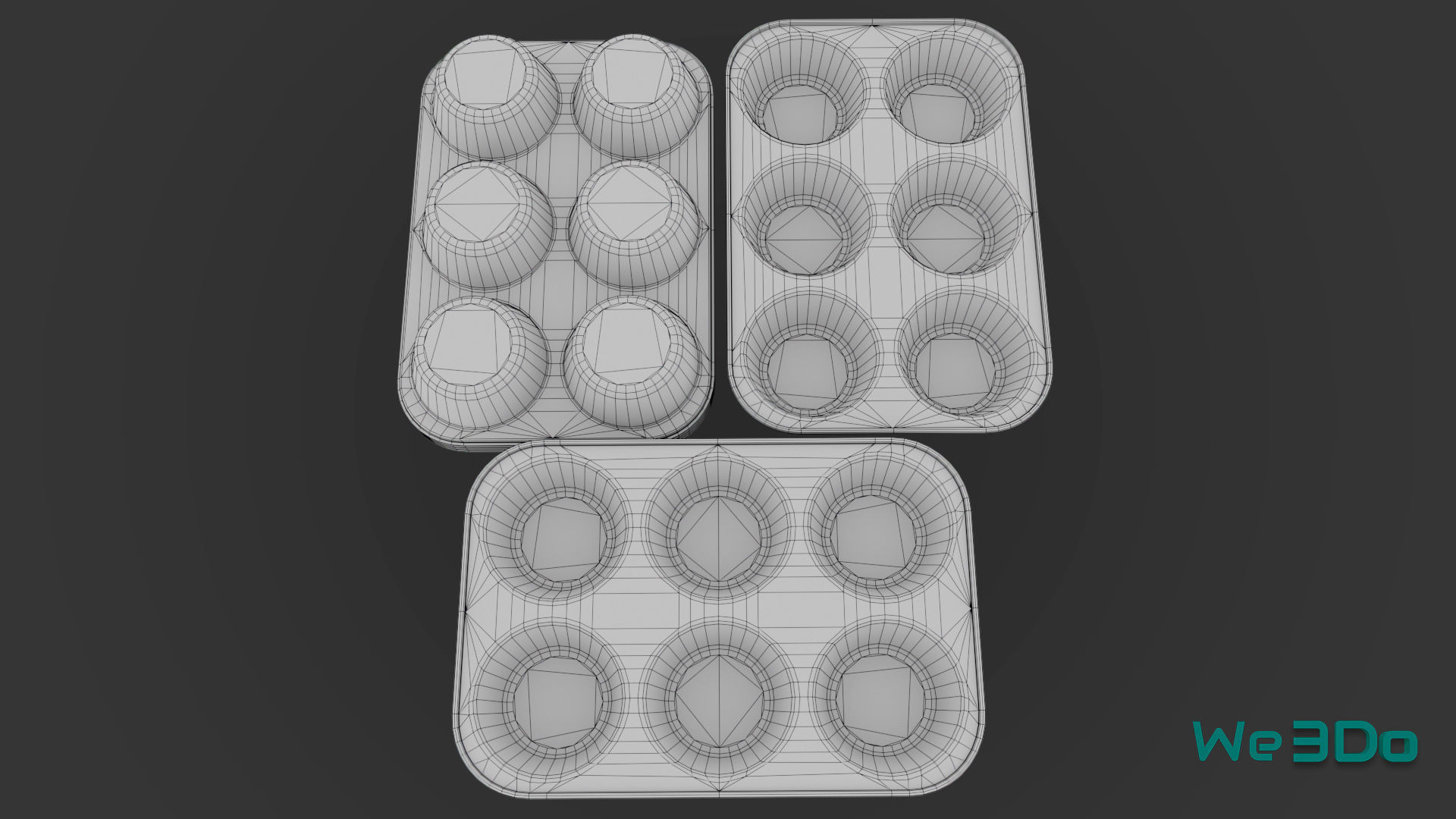 Disposable Aluminum Cupcake Muffin Pans Low-poly 3D model_30