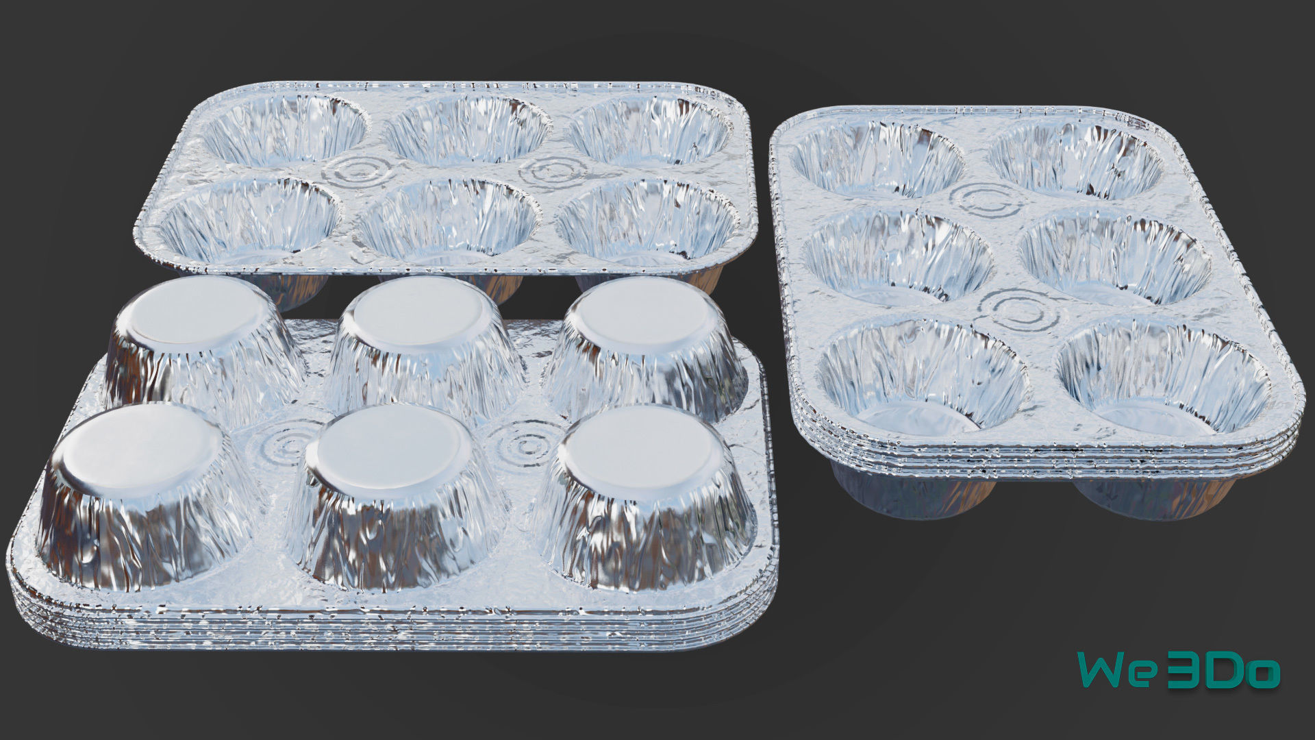 Disposable Aluminum Cupcake Muffin Pans Low-poly 3D model_1