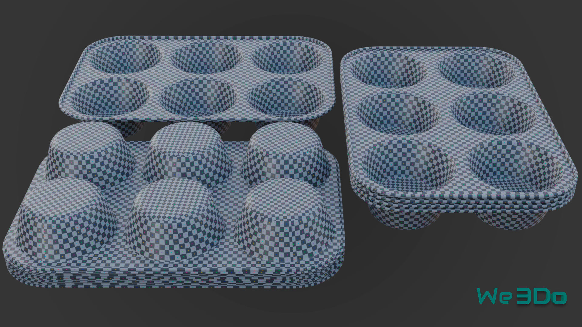 Disposable Aluminum Cupcake Muffin Pans Low-poly 3D model_16