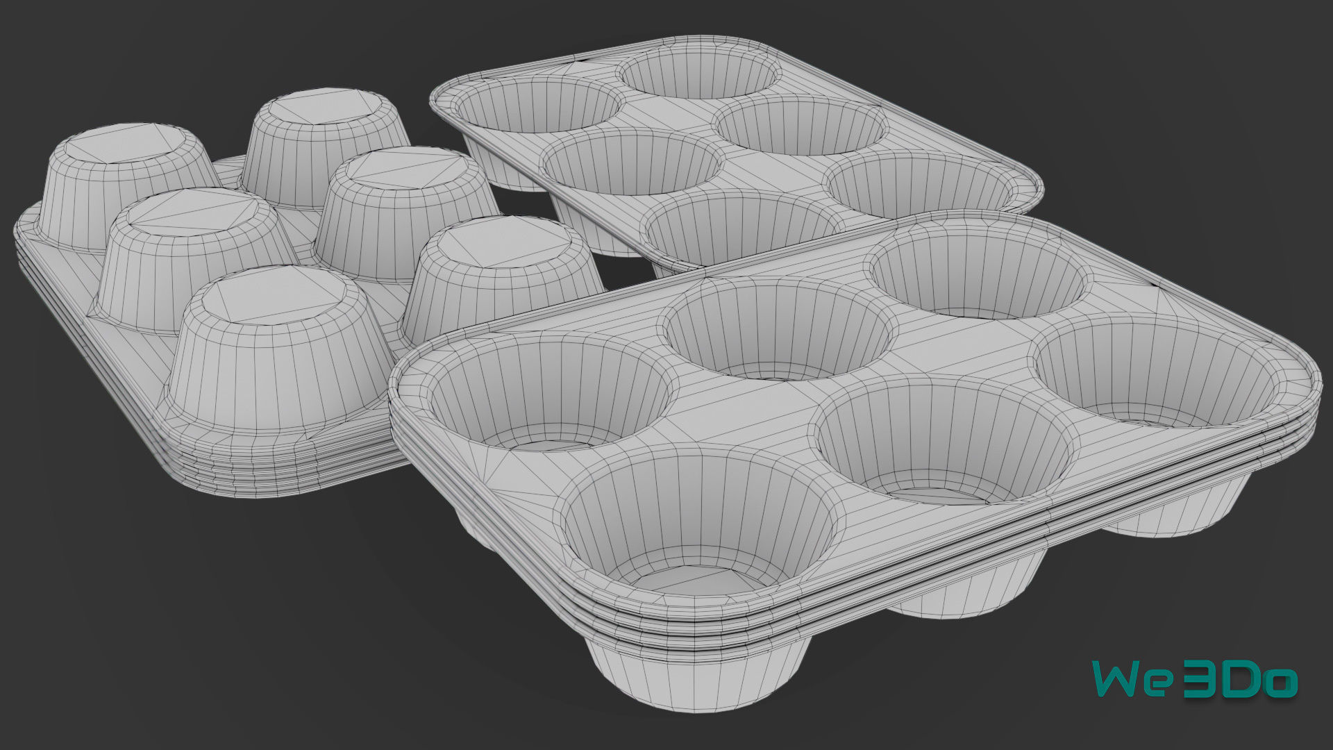 Disposable Aluminum Cupcake Muffin Pans Low-poly 3D model_28