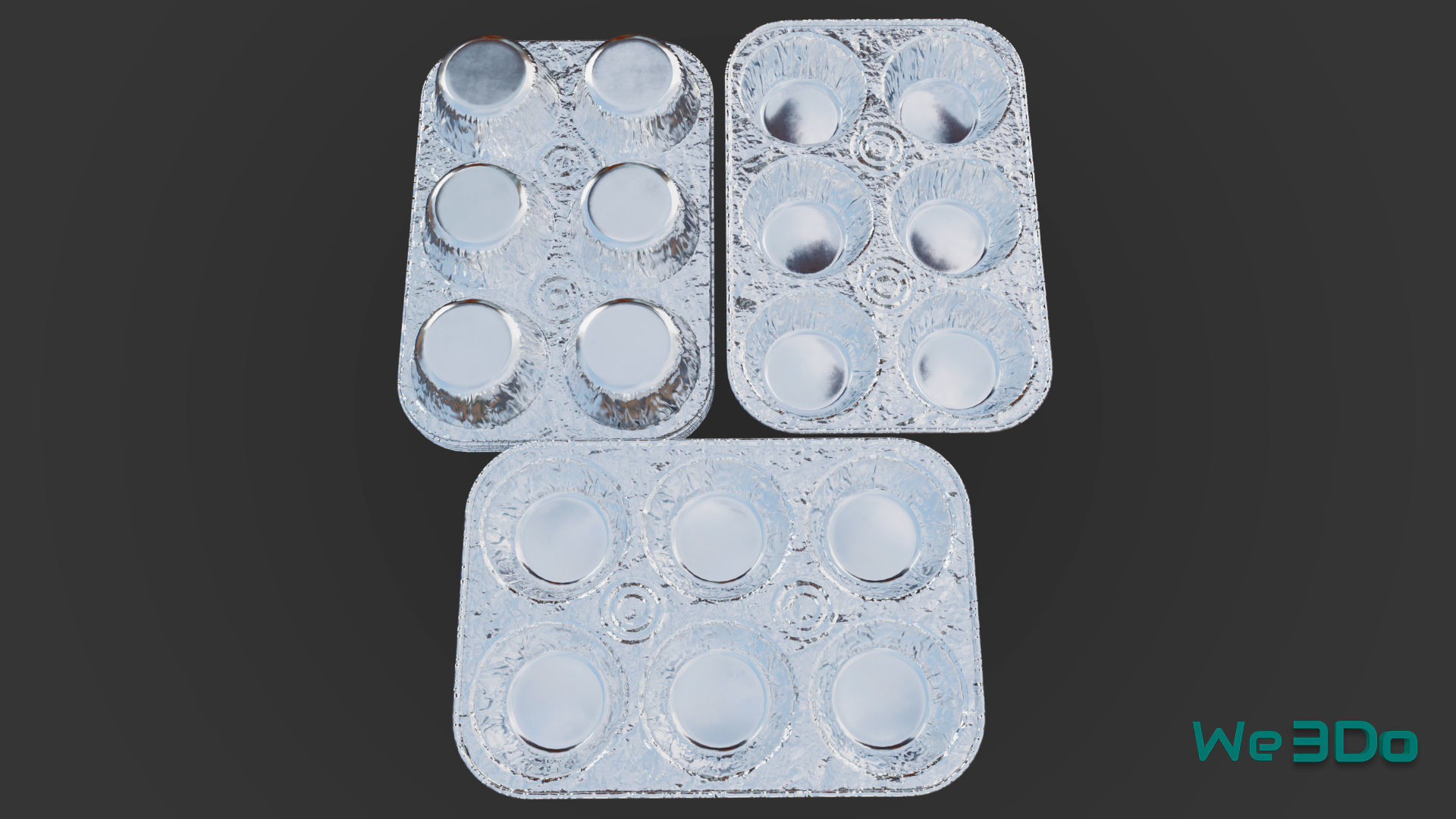 Disposable Aluminum Cupcake Muffin Pans Low-poly 3D model_6