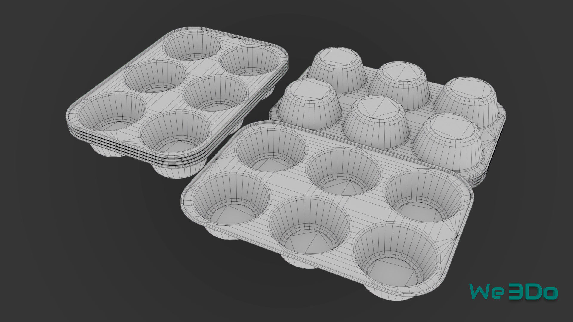 Disposable Aluminum Cupcake Muffin Pans Low-poly 3D model_29
