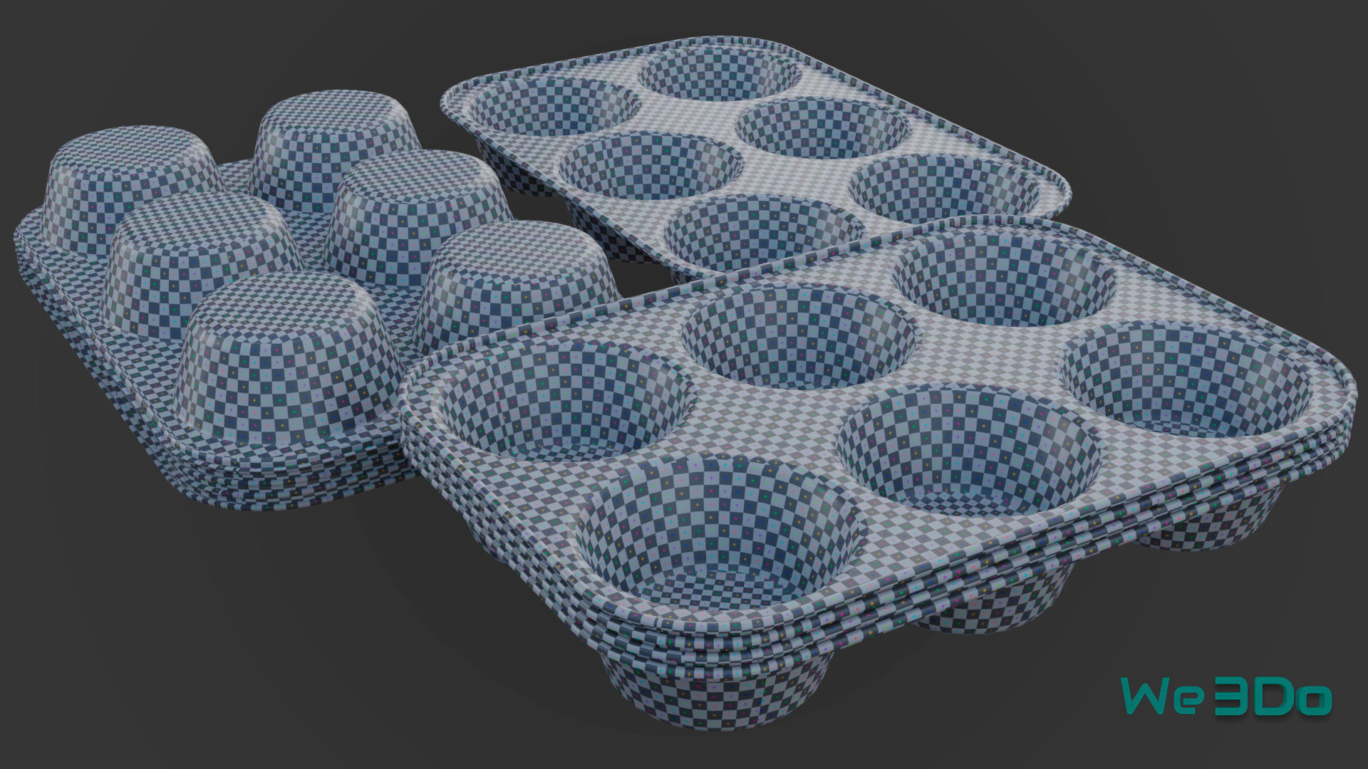 Disposable Aluminum Cupcake Muffin Pans Low-poly 3D model_20