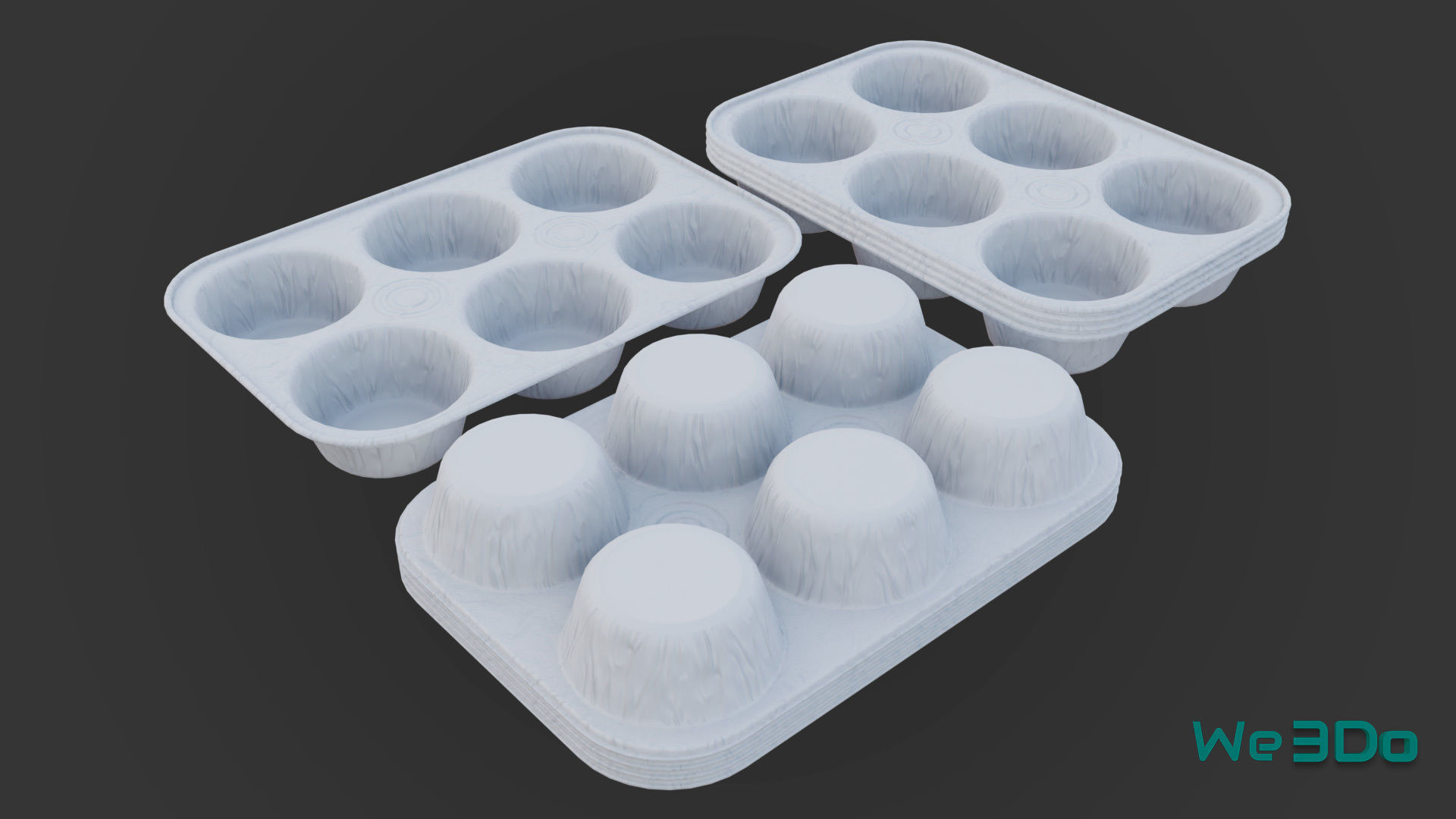 Disposable Aluminum Cupcake Muffin Pans Low-poly 3D model_15