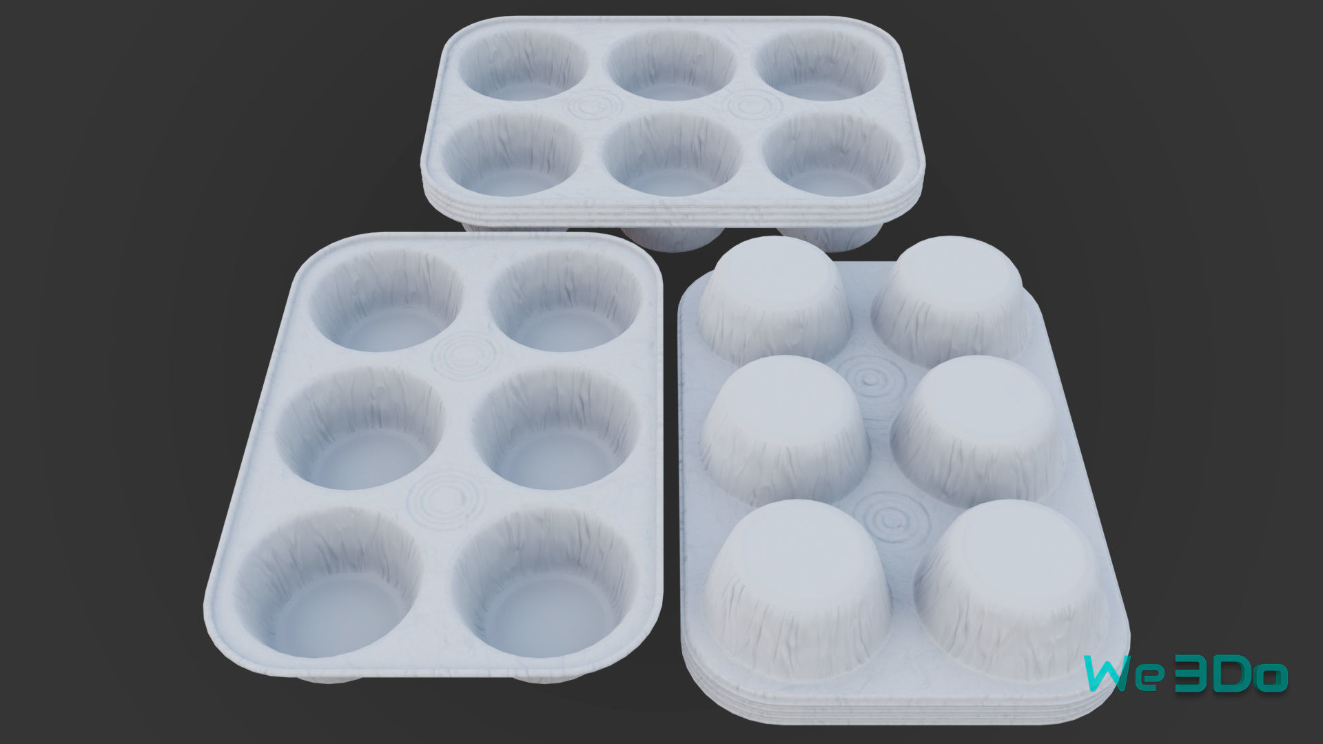 Disposable Aluminum Cupcake Muffin Pans Low-poly 3D model_10