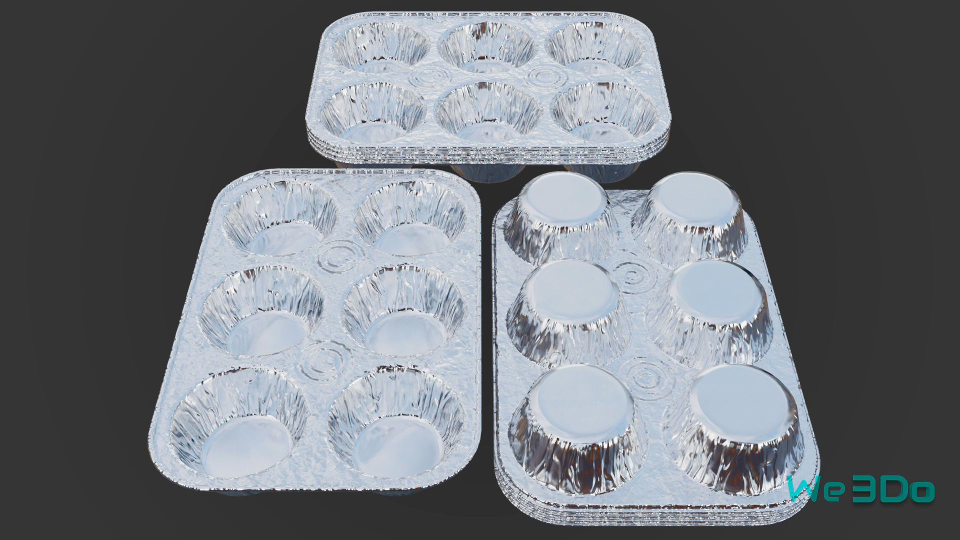 Disposable Aluminum Cupcake Muffin Pans Low-poly 3D model_3