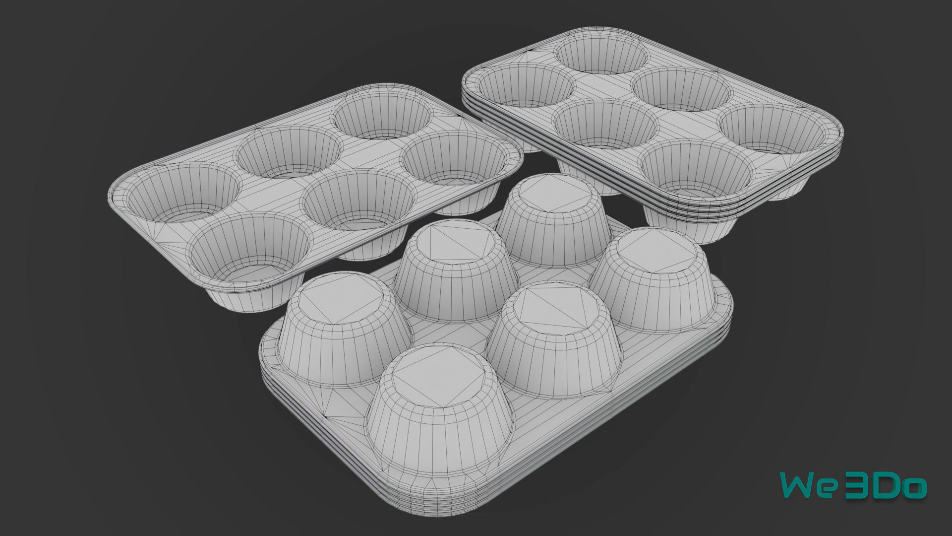 Disposable Aluminum Cupcake Muffin Pans Low-poly 3D model_31