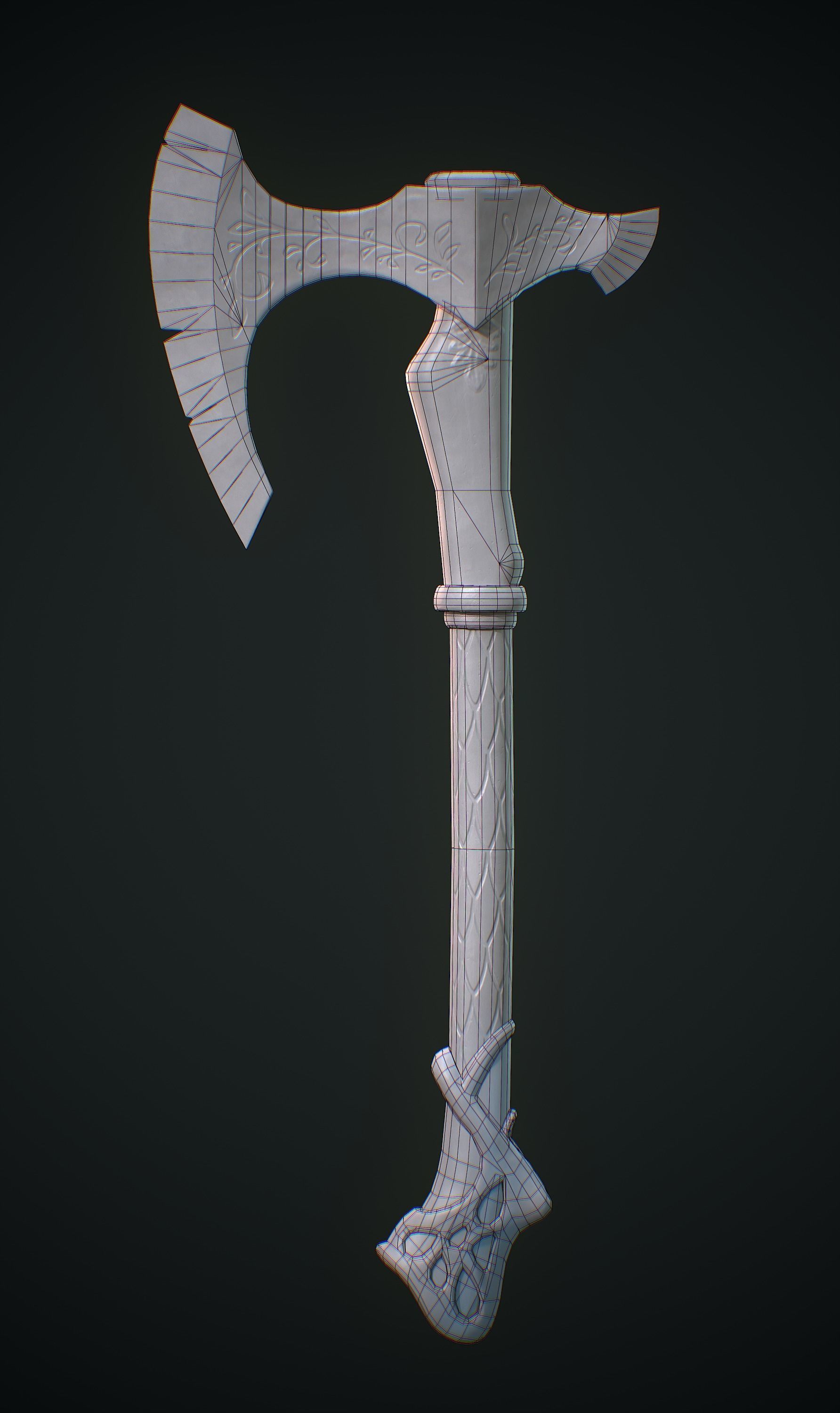 Medieval Battle Axe Low-poly 3D model_6