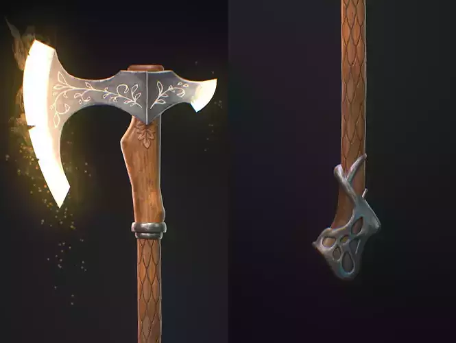 Medieval  Battle Axe Low-poly 3D model