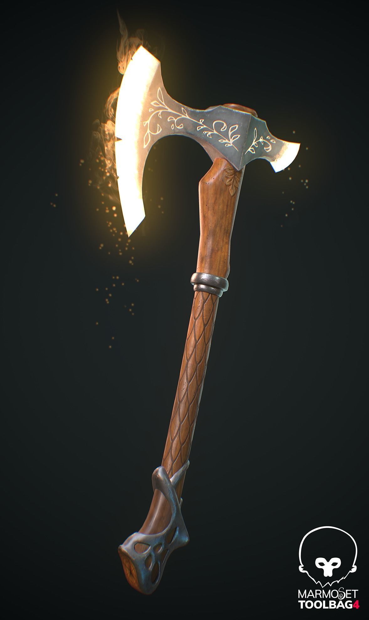 Medieval Battle Axe Low-poly 3D model_3