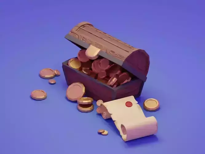 Low poly treasure chest model 3D model