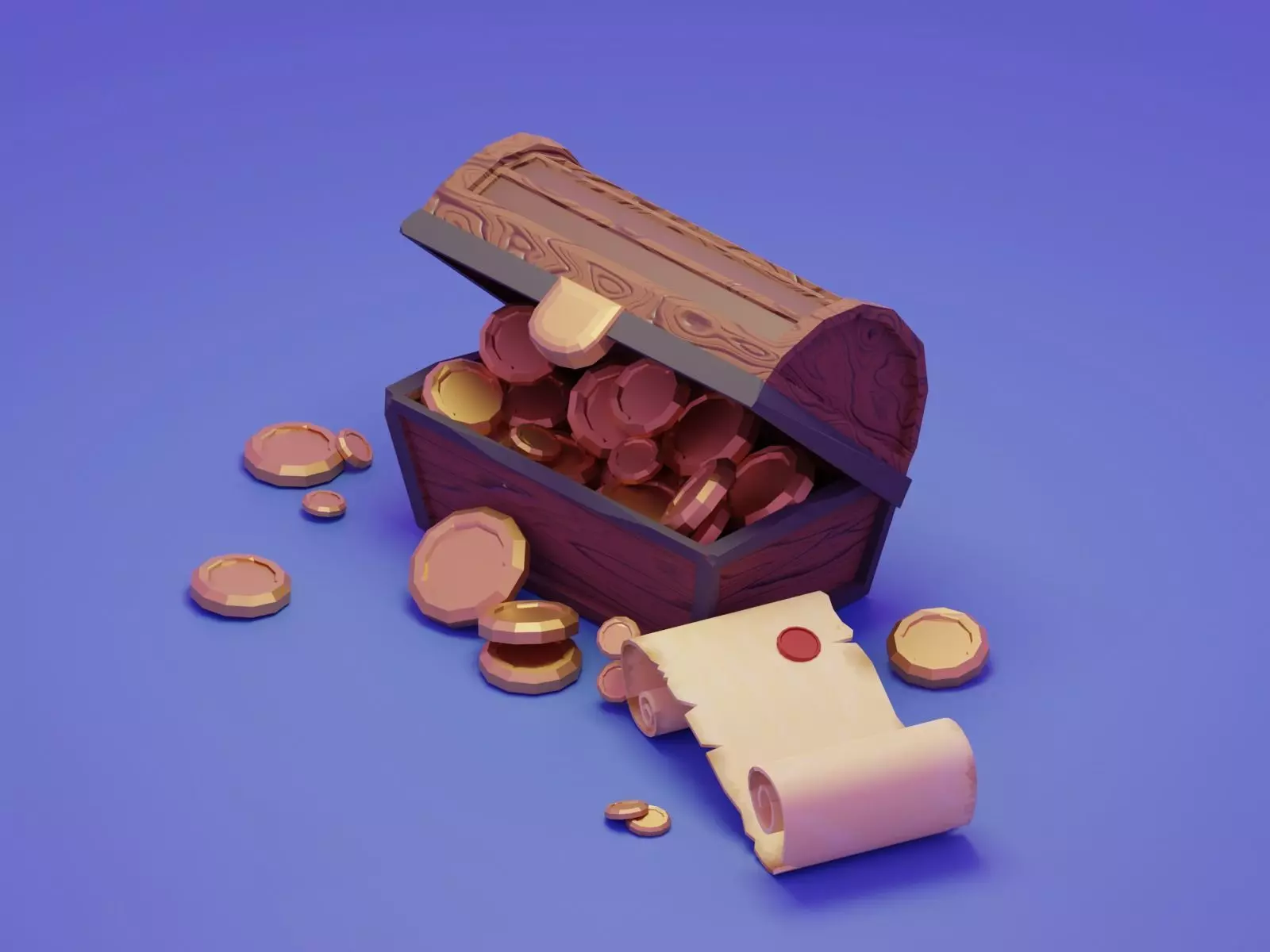 Low poly treasure chest model 3D model_0