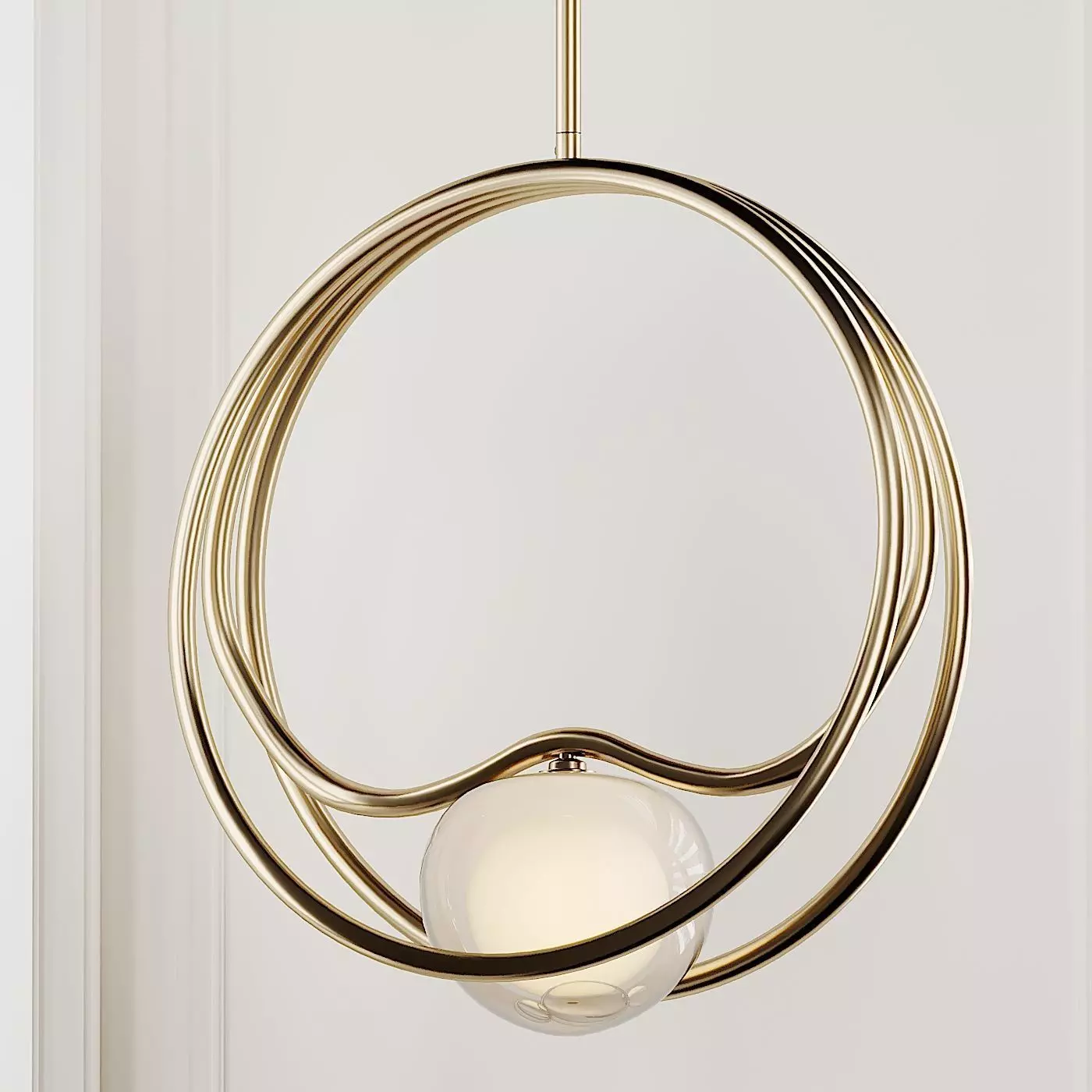 Pair of Brass Pulsar Singolo Chandelier from Cristina Celestino 3D model_0