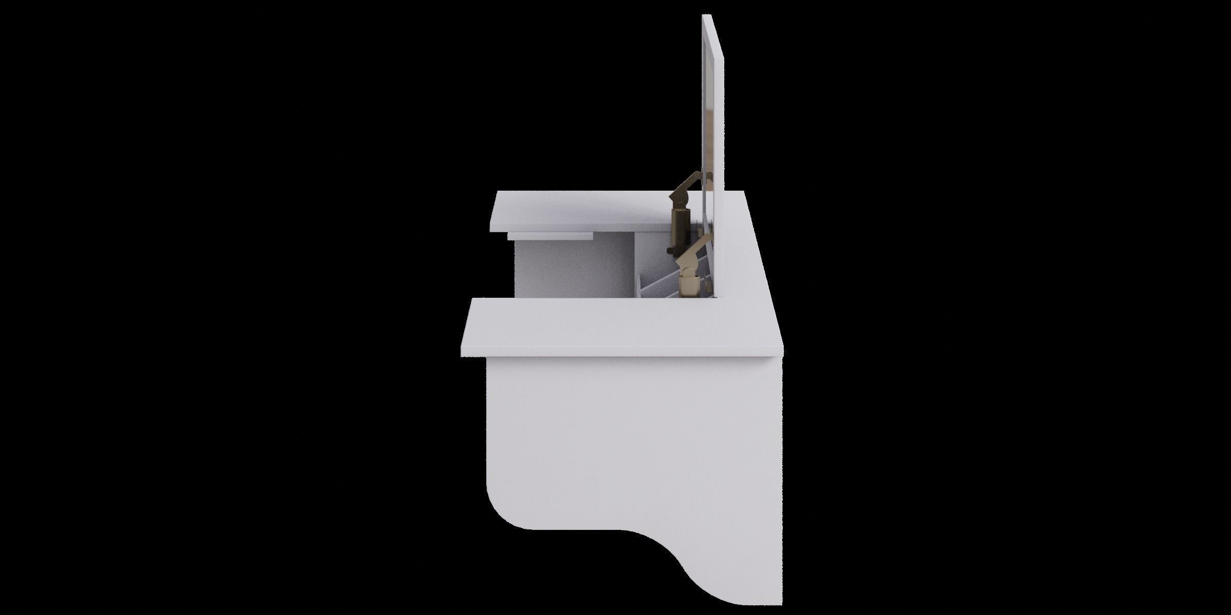 Wall Mount White Ledge With Vanity Mirror 3D model_11