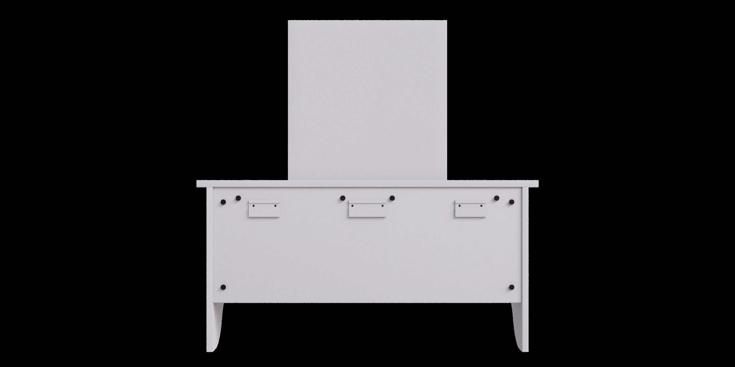 Wall Mount White Ledge With Vanity Mirror 3D model_6