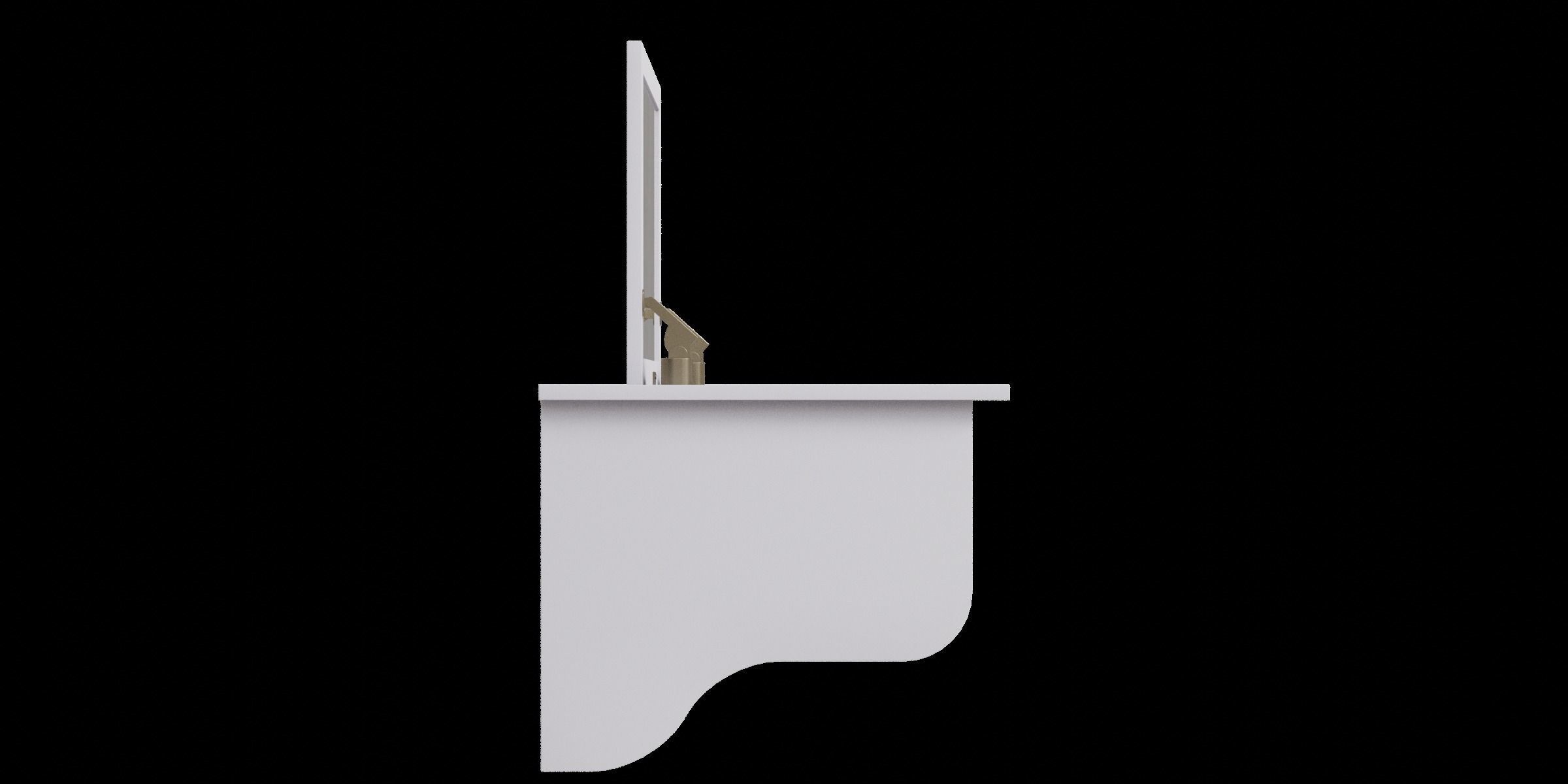 Wall Mount White Ledge With Vanity Mirror 3D model_5