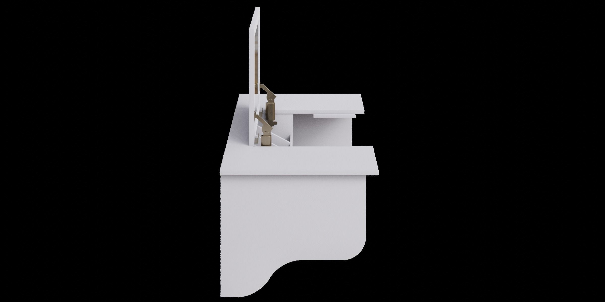 Wall Mount White Ledge With Vanity Mirror 3D model_9