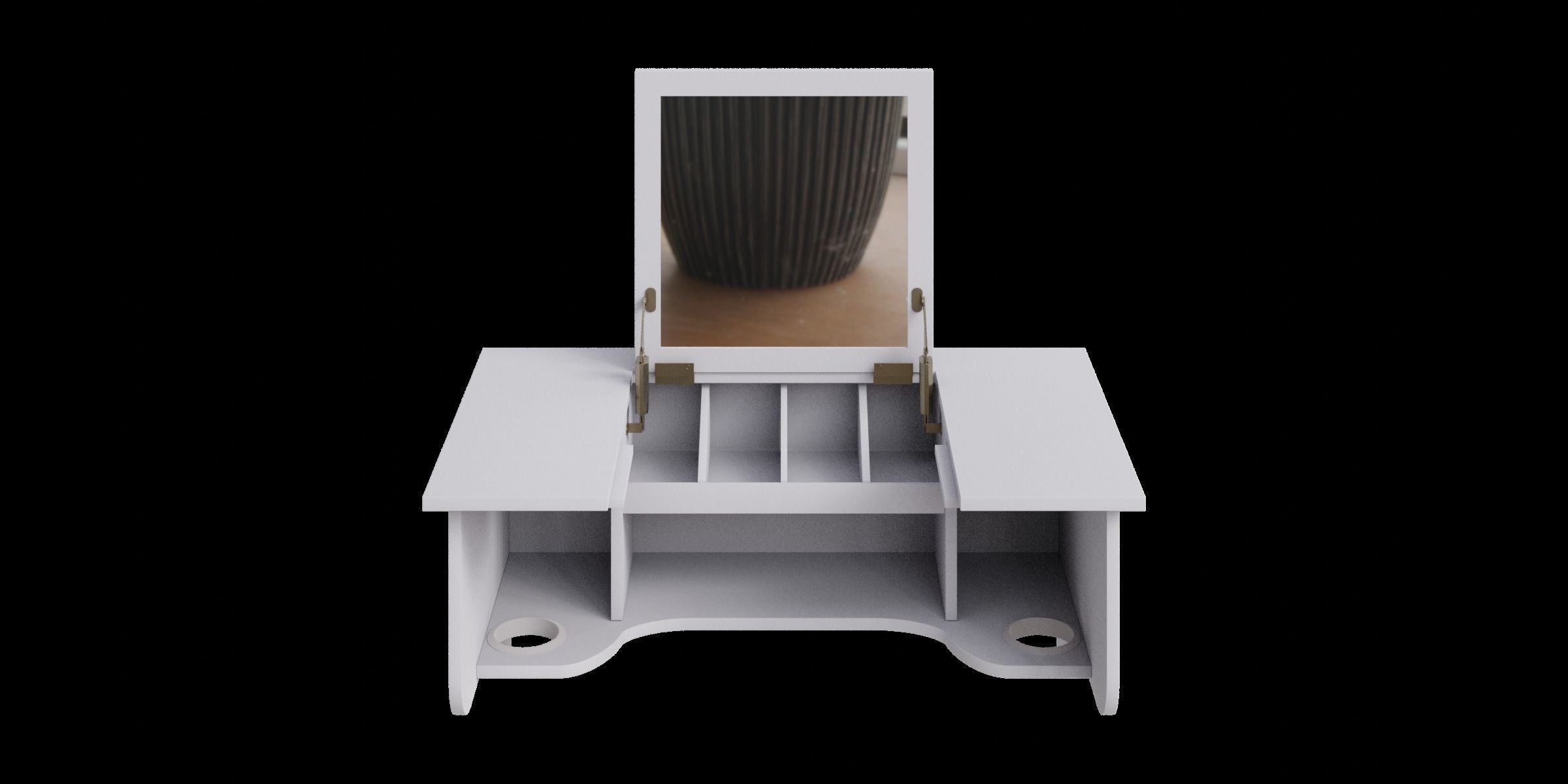 Wall Mount White Ledge With Vanity Mirror 3D model_8