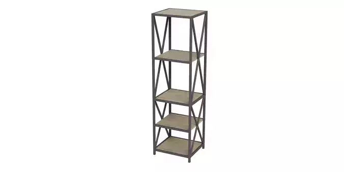 Industrial 4-Shelf X-Side Bookshelf Tower
