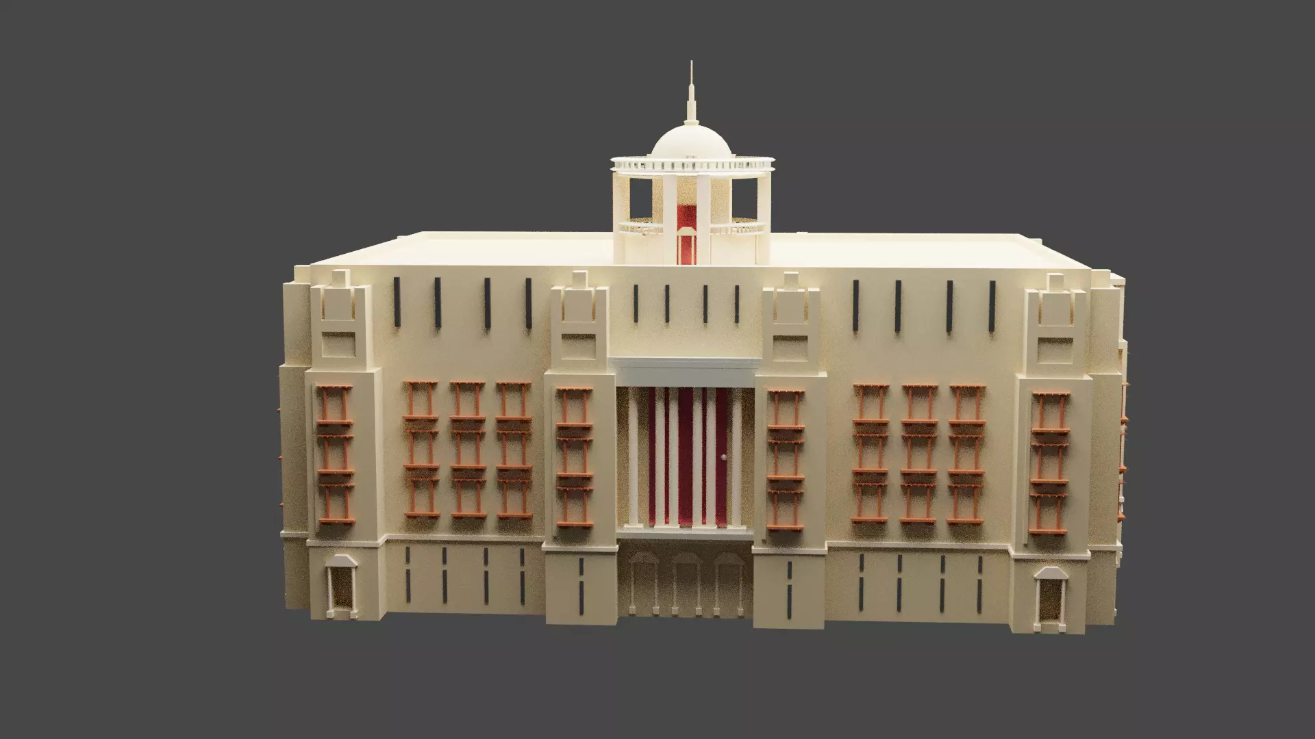 China Bank Architecture Building Construction Low-poly 3D model