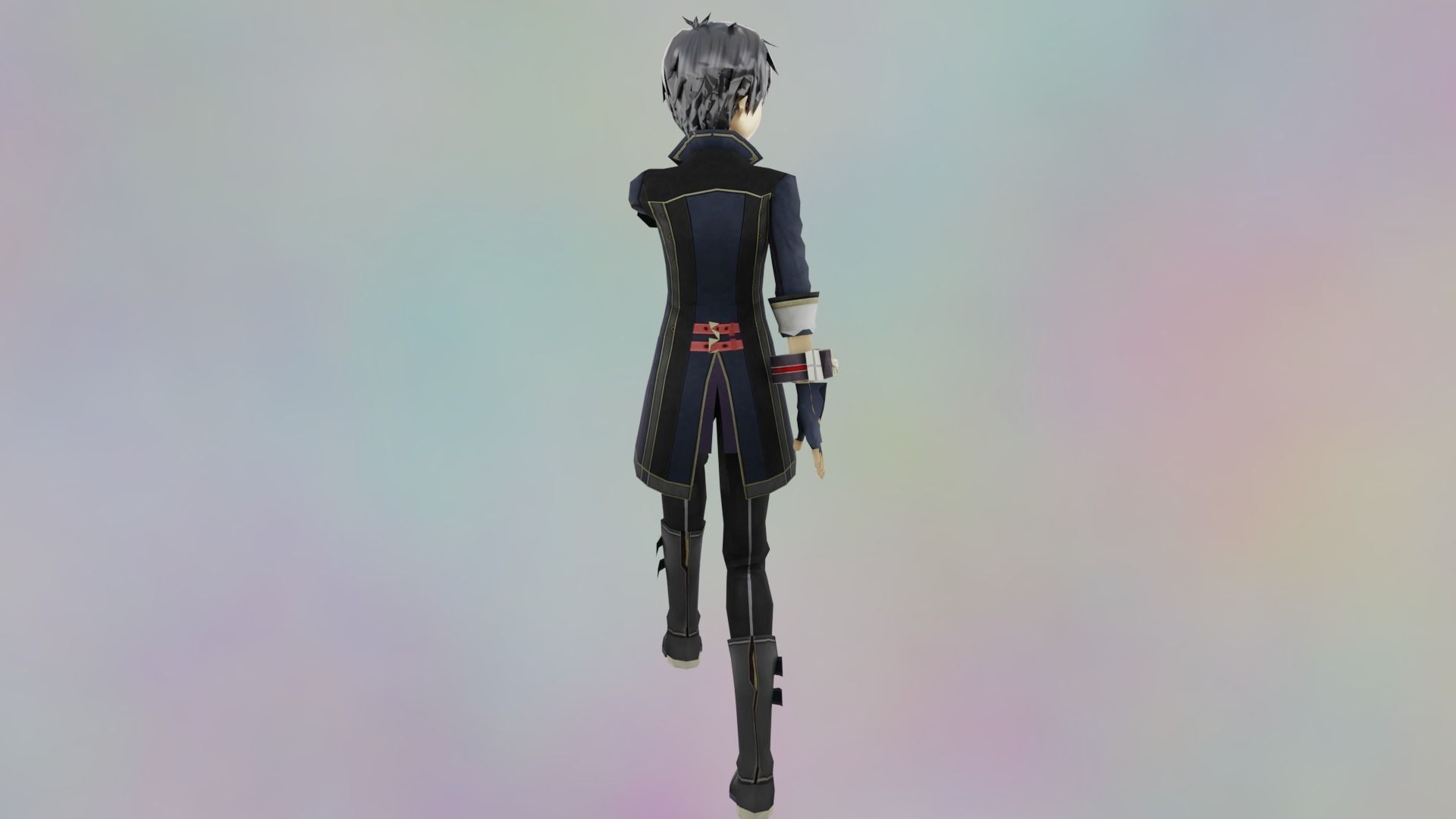 Cute Anime Kirito Fantasy Model rigged Animated Game-ready Low-poly 3D model_4