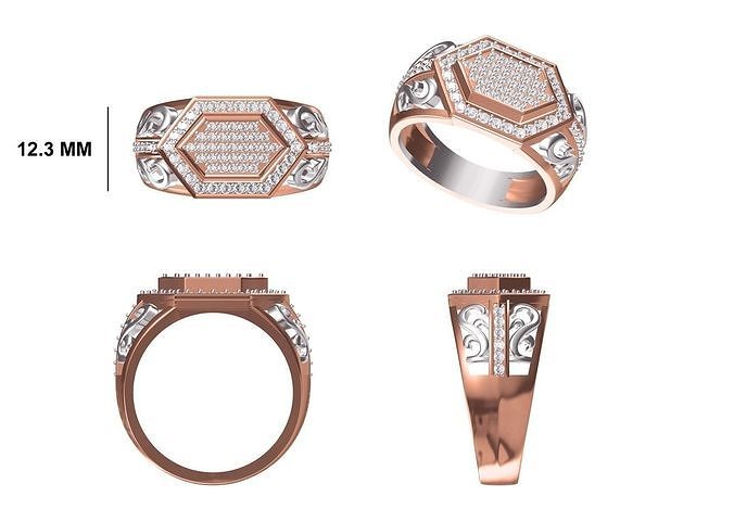 Mens Ring STL OBJ FBX JCD Details 3D print model