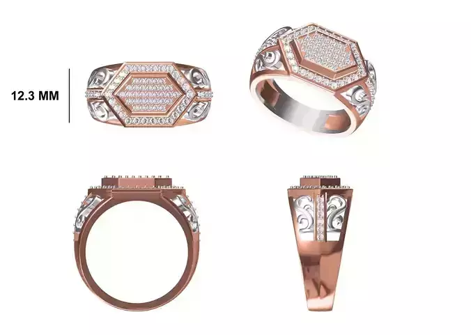 Mens Ring STL OBJ FBX JCD Details 3D print model