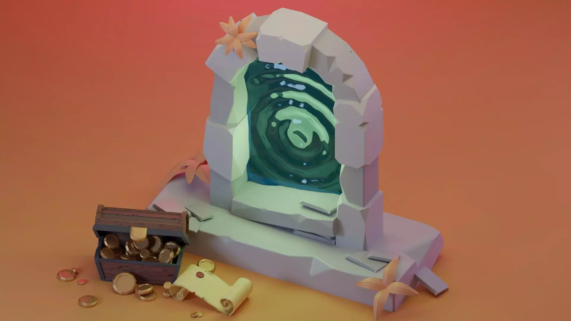 Portal Low Poly 3D model_0