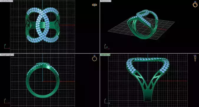 CG2023-0003 - Double C diamond ring 3D print model