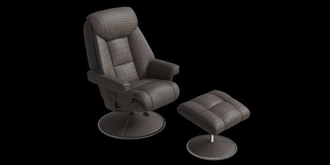 Recliner Chair And Footstool 3D model 4