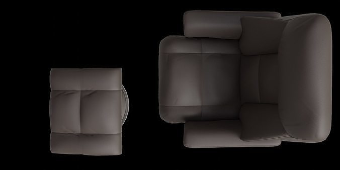 Recliner Chair And Footstool 3D model 2