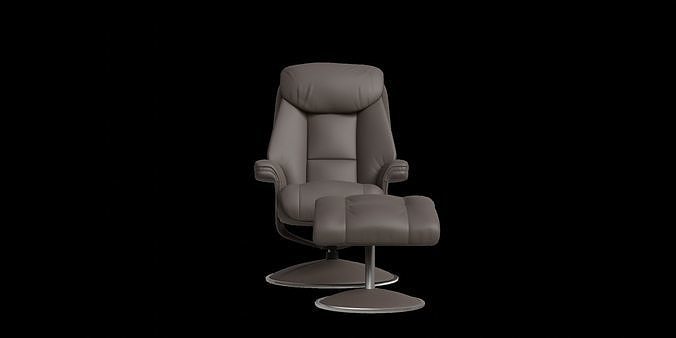 Recliner Chair And Footstool 3D model 5