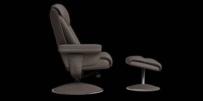 Recliner Chair And Footstool 3D model 6