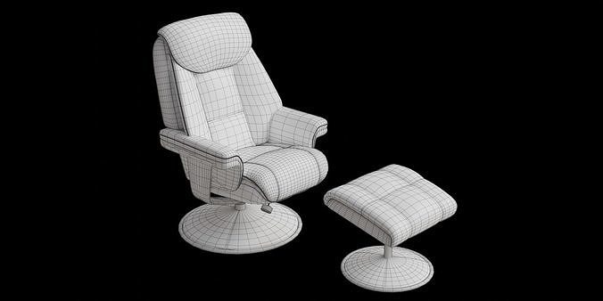 Recliner Chair And Footstool 3D model 3
