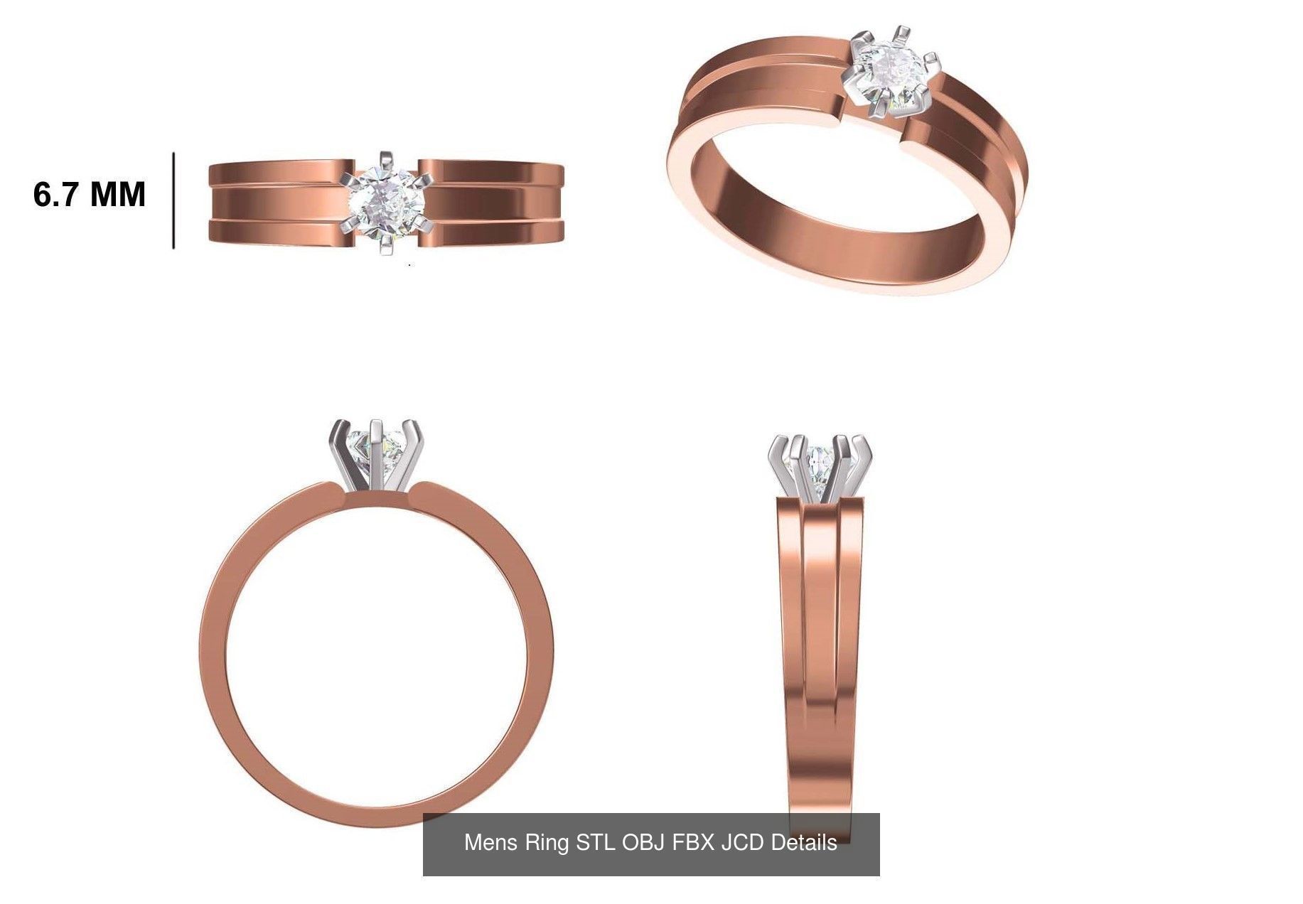 124 Mens Ring STL OBJ FBX JCD Details Collection _124