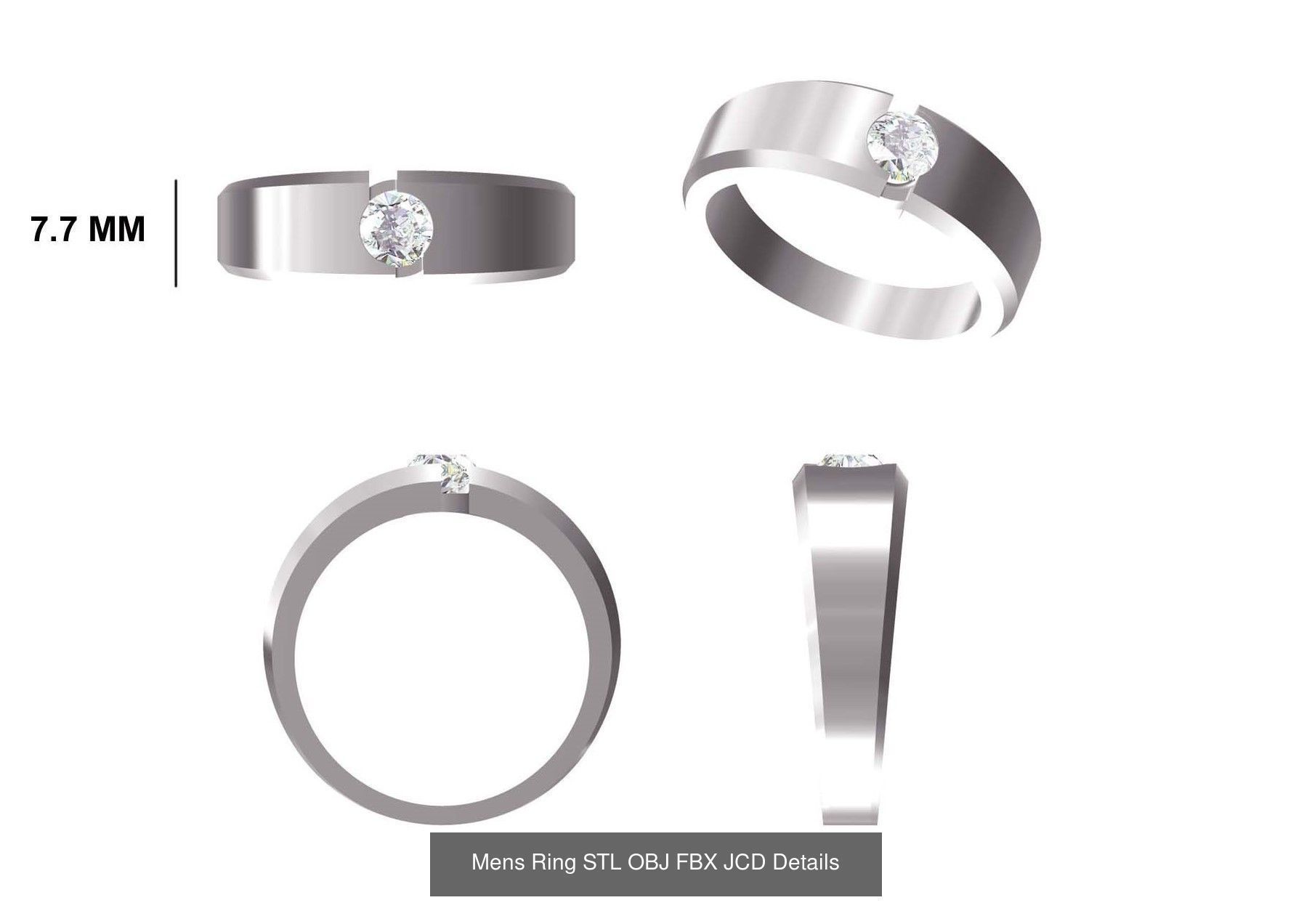 124 Mens Ring STL OBJ FBX JCD Details Collection _125