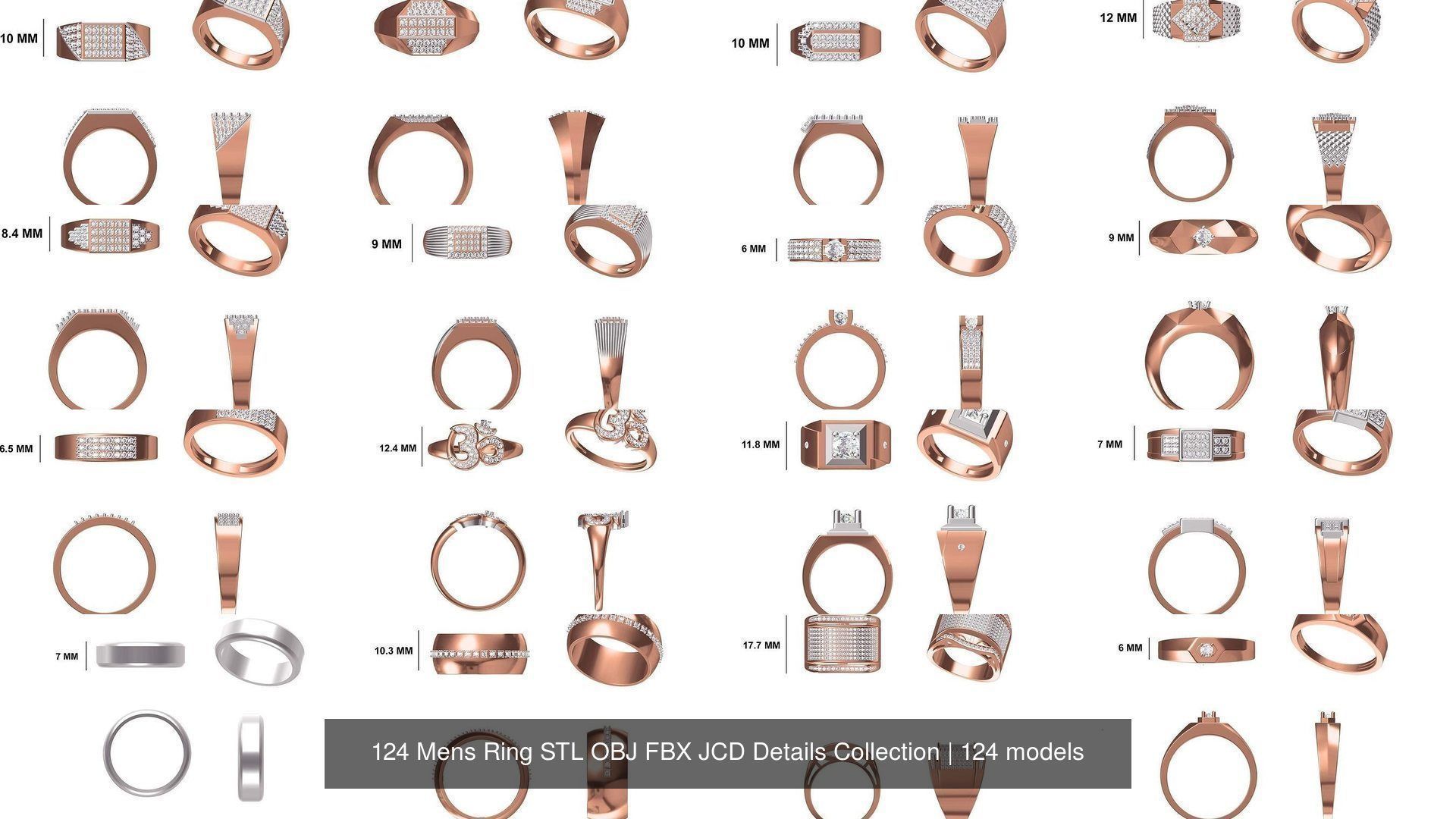 124 Mens Ring STL OBJ FBX JCD Details Collection _6