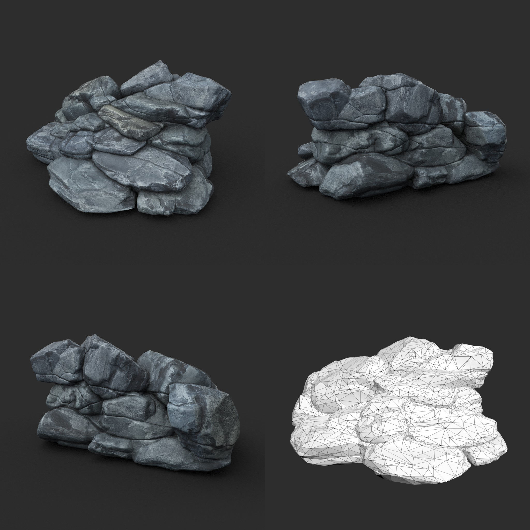 Low poly Boulder Rock 230418 Low-poly 3D model_6