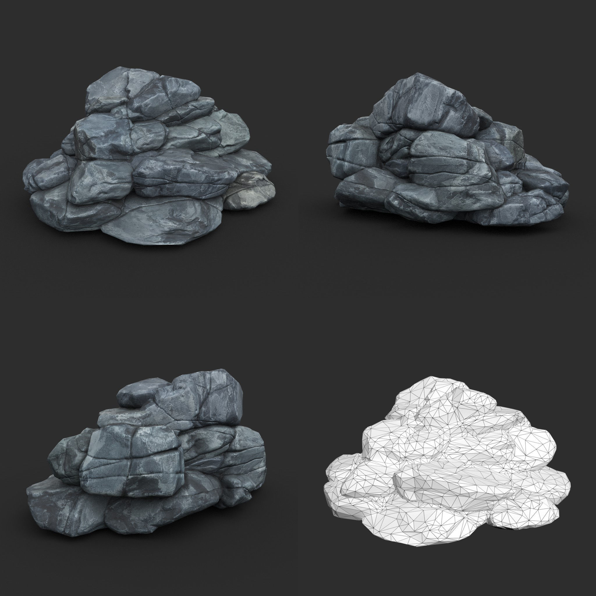 Low poly Boulder Rock 230418 Low-poly 3D model_10
