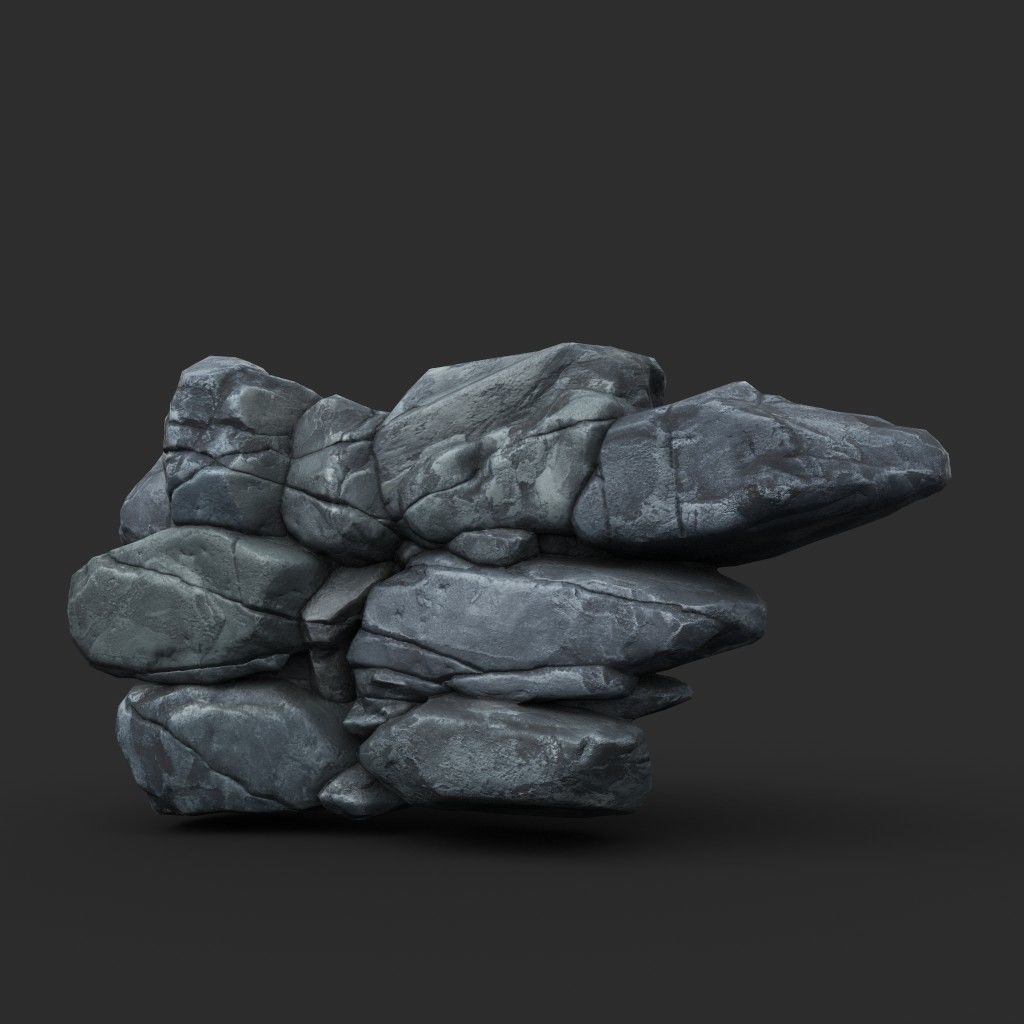 Low poly Boulder Rock 230418 Low-poly 3D model_3