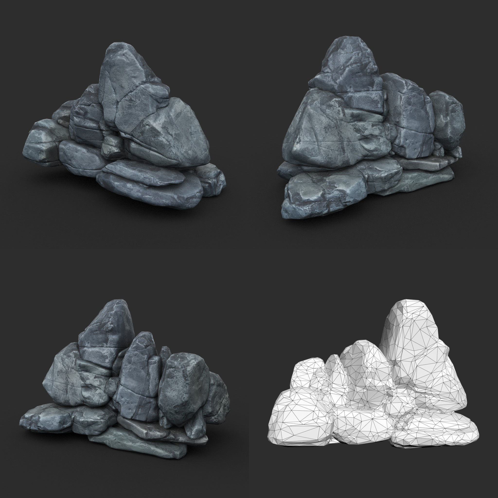 Low poly Boulder Rock 230418 Low-poly 3D model_2