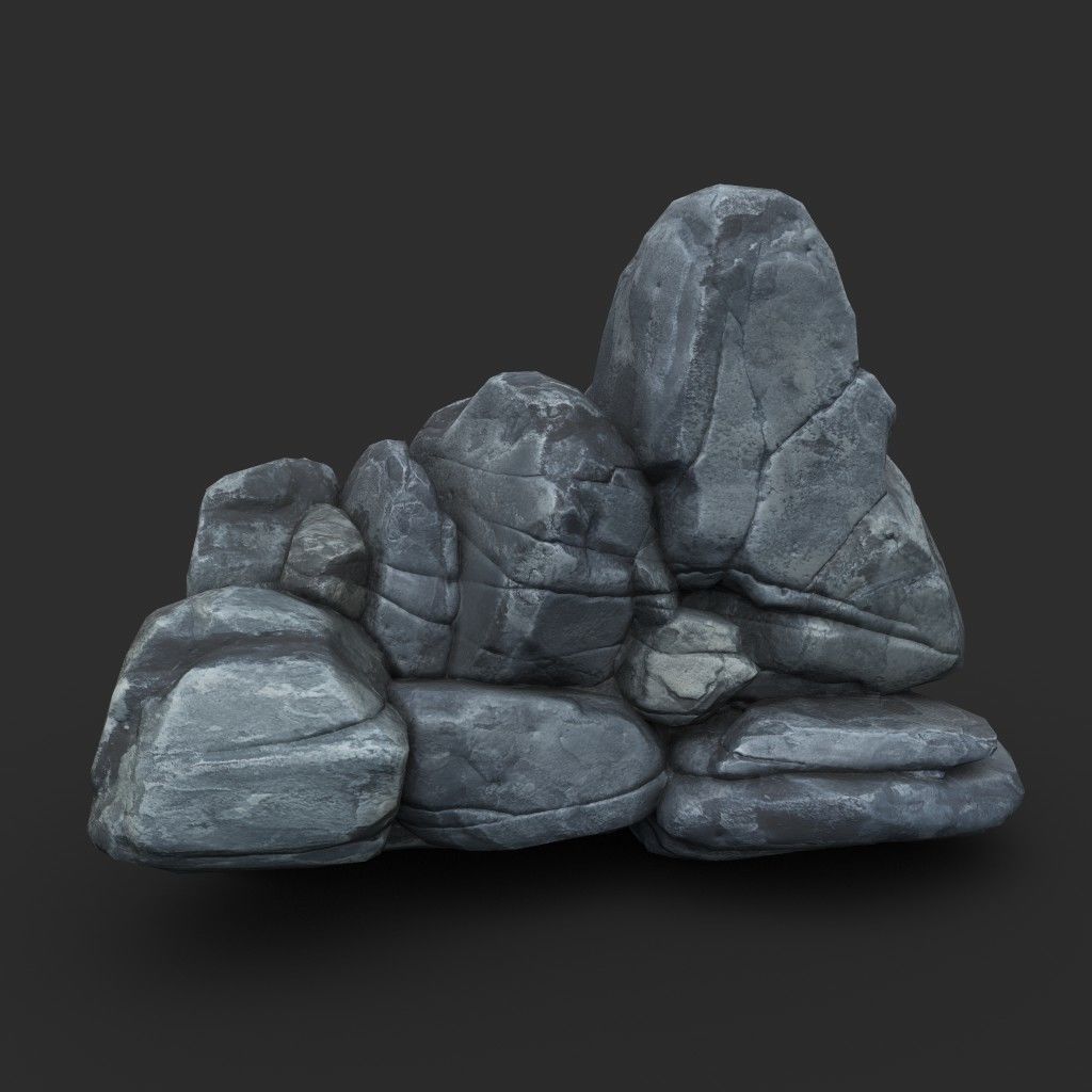 Low poly Boulder Rock 230418 Low-poly 3D model_1