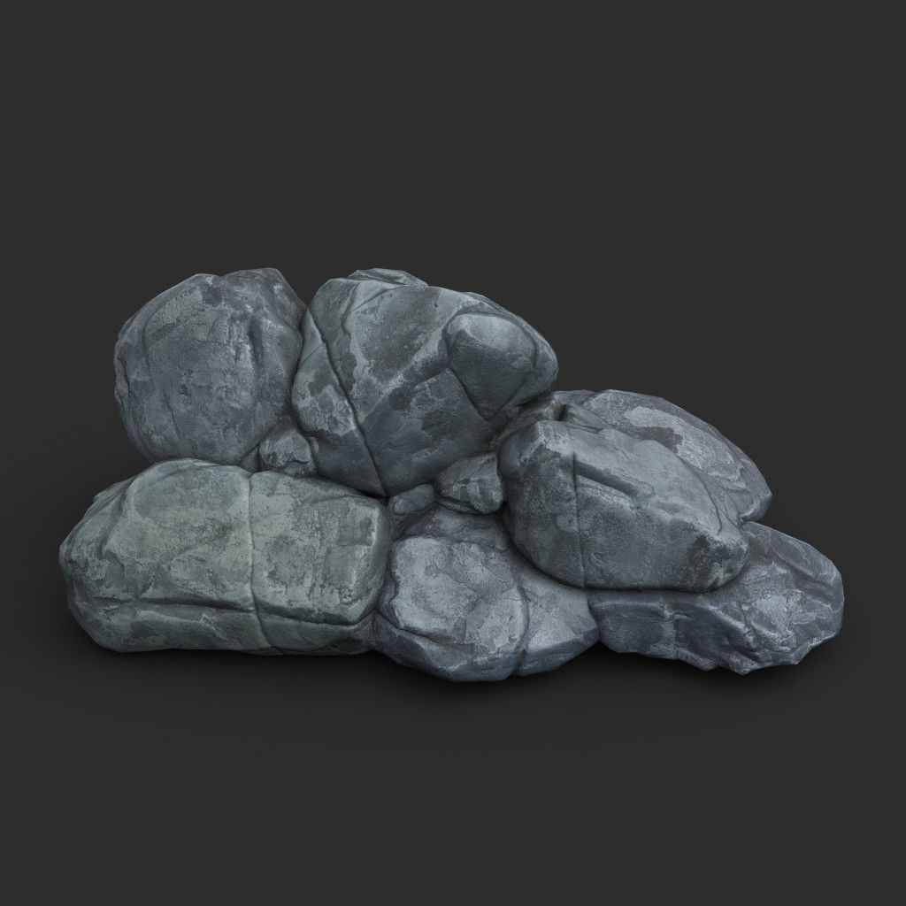 Low poly Boulder Rock 230418 Low-poly 3D model_11