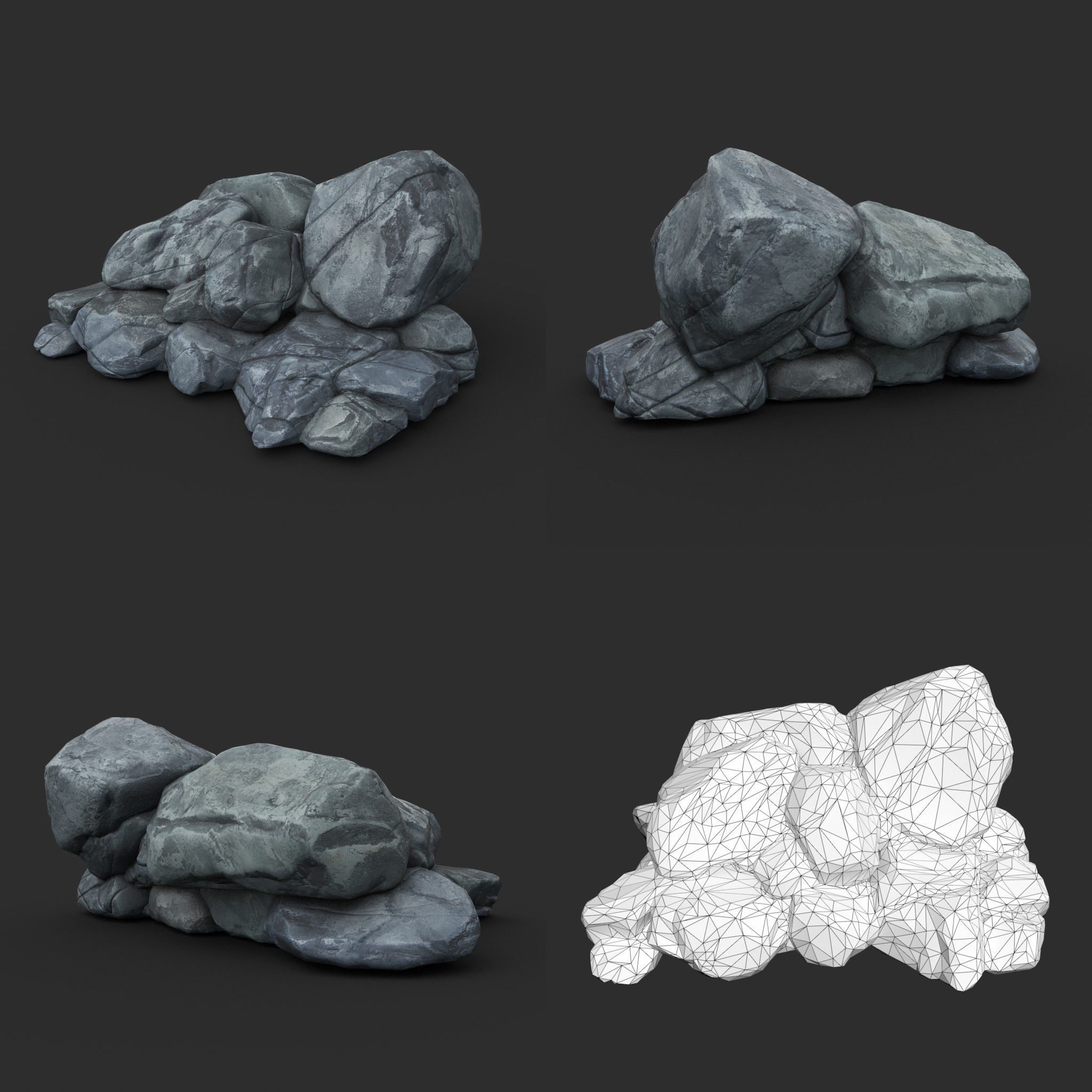 Low poly Boulder Rock 230418 Low-poly 3D model_16